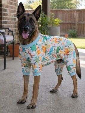 Dinosaur Dog Pajamas Jumpsuit | 23–32 lb Fit | NEW | Soft Cozy Onesie